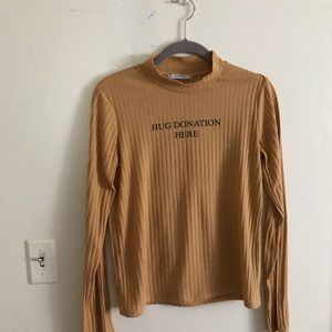 Ribbed Mustard Slogan Top